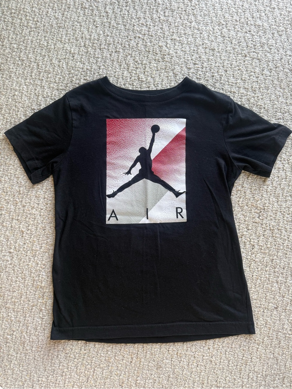 Air Jordan Black Tee with Red & White Jumpman Graphic